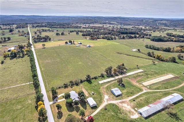 aerial view featuring a rural view