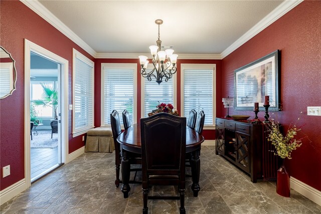 1374 Javello Rd, Tontitown, AR 72762 - tiled dining area with crown molding and an inviting chandelier