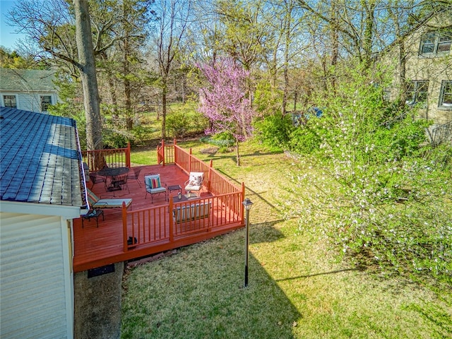 view of yard featuring a deck