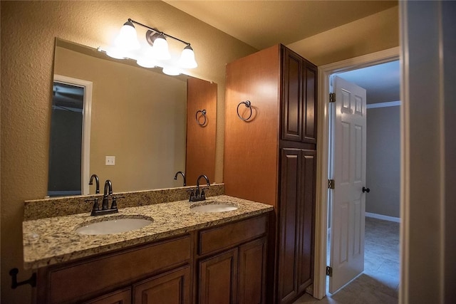 2449 Brophy Cir, Fayetteville, AR 72703 - bathroom with double sink, tile floors, and vanity with extensive cabinet space
