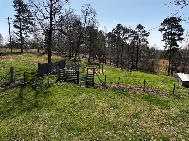 view of yard with a rural view