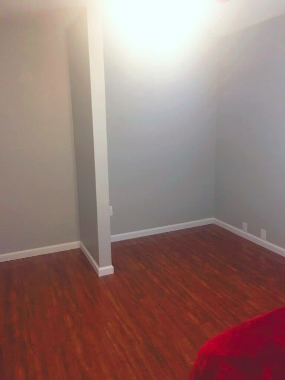 spare room with dark hardwood / wood-style floors