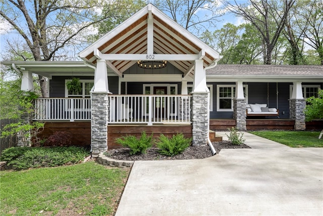 craftsman inspired home with covered porch