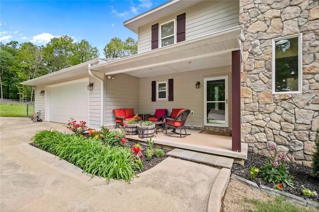 exterior space featuring a garage