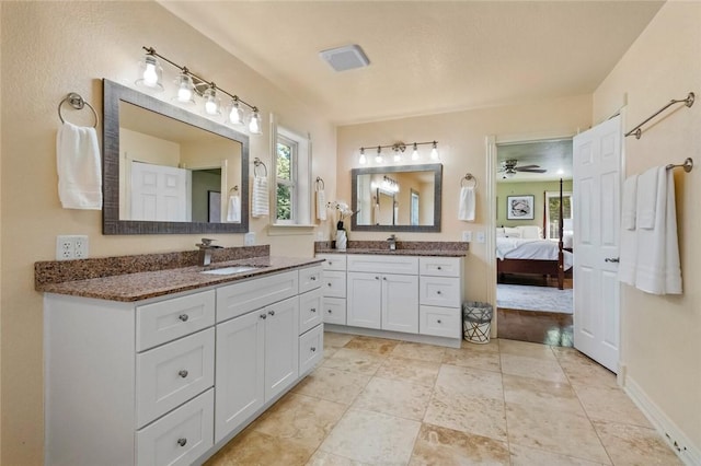 bathroom with vanity and ceiling fan