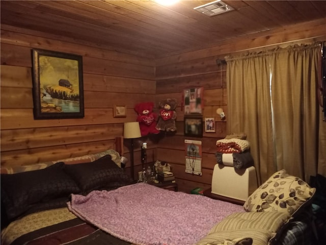 bedroom with wood ceiling