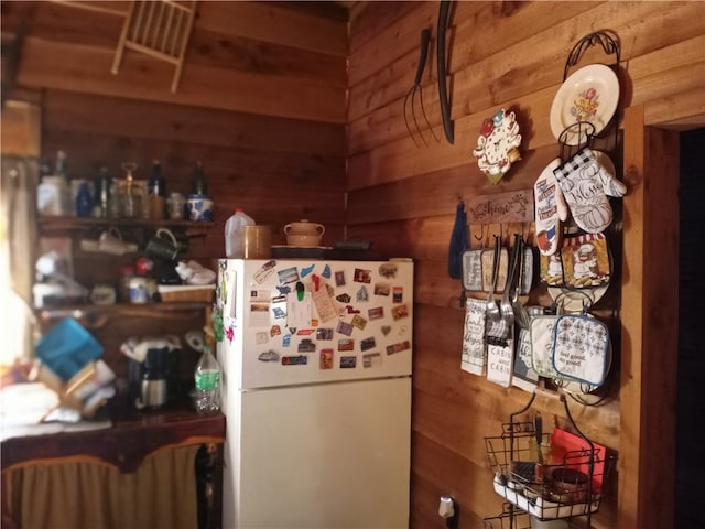 kitchen featuring white fridge