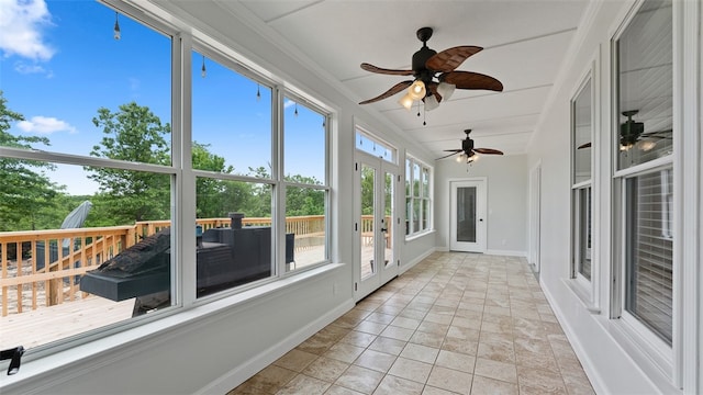 view of unfurnished sunroom