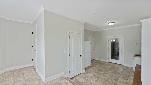 hallway with ornamental molding