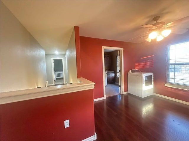 hallway with dark wood-type flooring