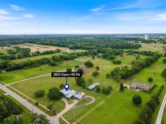 aerial view featuring a rural view