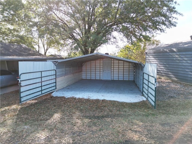 view of parking with a carport