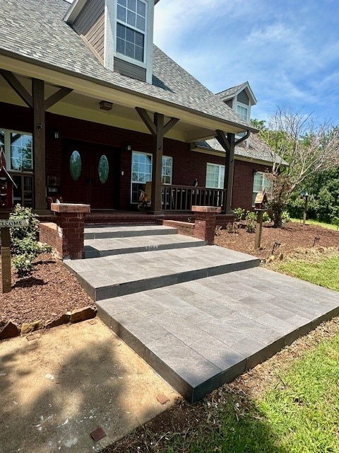 view of terrace with covered porch