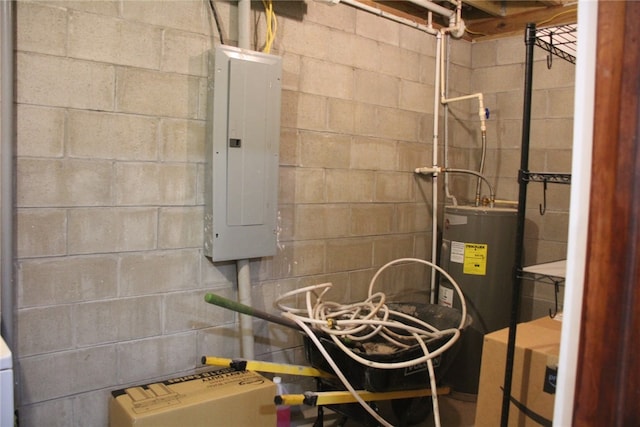 utilities featuring water heater and electric panel