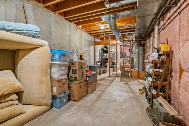 basement with water heater