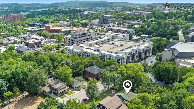 birds eye view of property featuring a mountain view