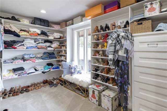 spacious closet with carpet floors