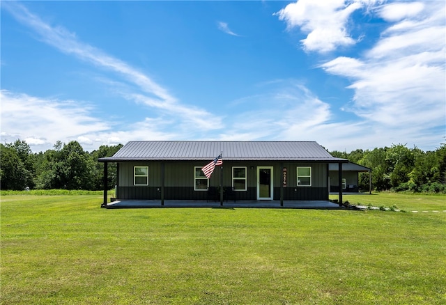 view of front of house with a front lawn and a porch