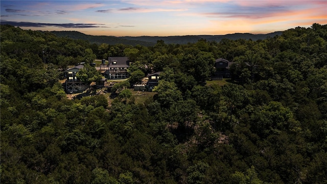 view of aerial view at dusk