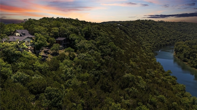 view of aerial view at dusk