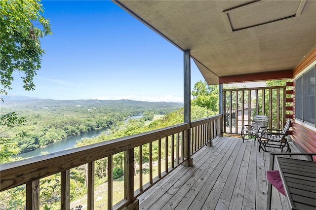 deck with a water view