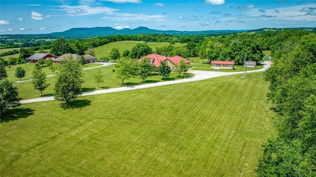 drone / aerial view with a mountain view