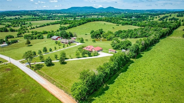 birds eye view of property featuring a mountain view