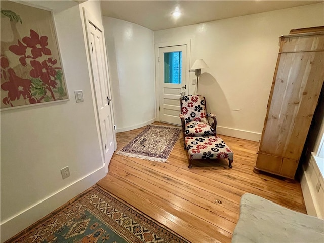 living area featuring hardwood / wood-style floors