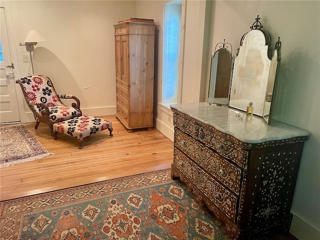 living area with wood-type flooring