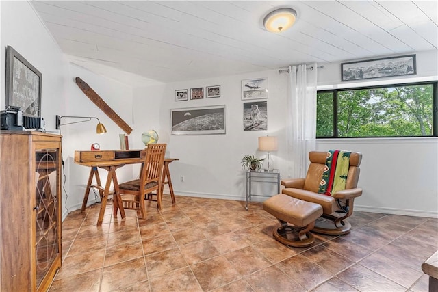 20462 Tacker Rd, Garfield, AR 72732 - sitting room with tile patterned flooring and wood ceiling