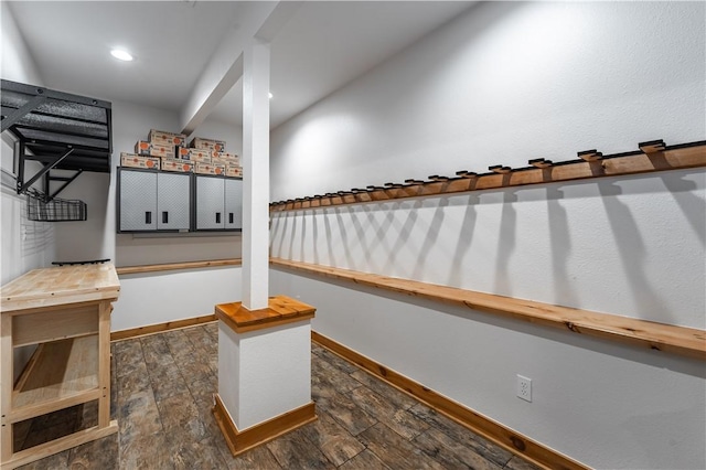 staircase featuring hardwood / wood-style flooring