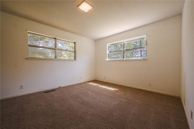 carpeted spare room featuring a textured ceiling