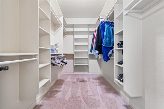 walk in closet with carpet floors