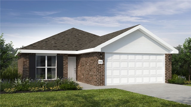 ranch-style home featuring a garage