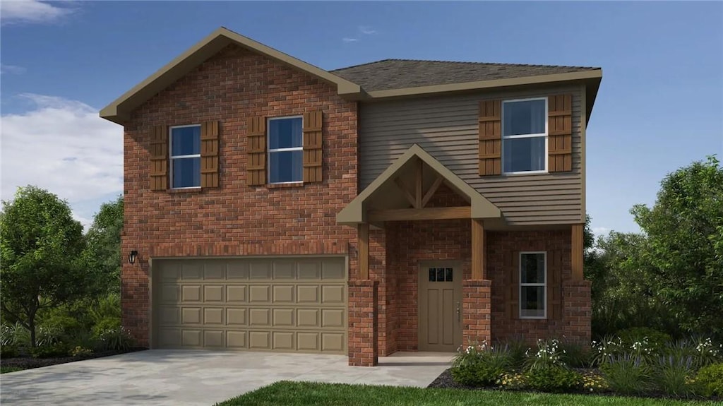 view of front of property with a garage