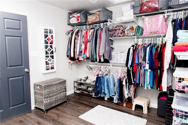 spacious closet featuring wood finished floors