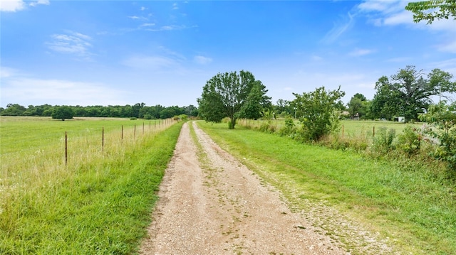 view of street with a rural view