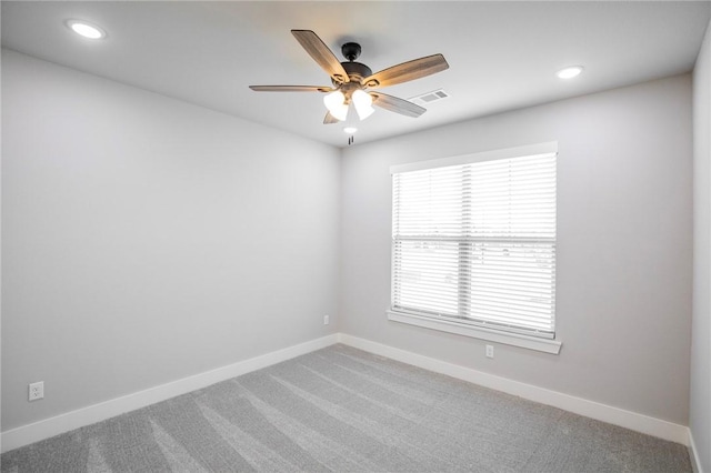 7843 Range Ave, Springdale, AR 72762 - empty room with a ceiling fan, light carpet, baseboards, and recessed lighting