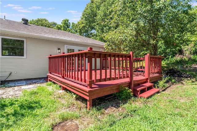 deck with a lawn