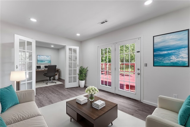 living room with wood-type flooring