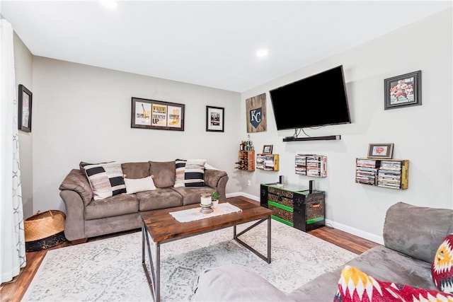 living room featuring light hardwood / wood-style floors