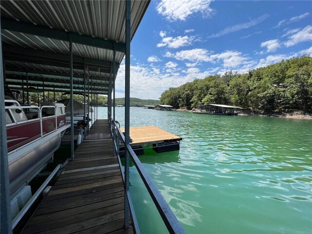 view of dock featuring a water view