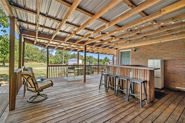 deck with an outdoor bar