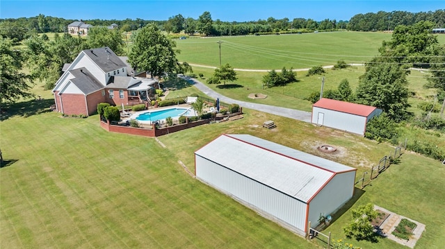 drone / aerial view featuring a rural view