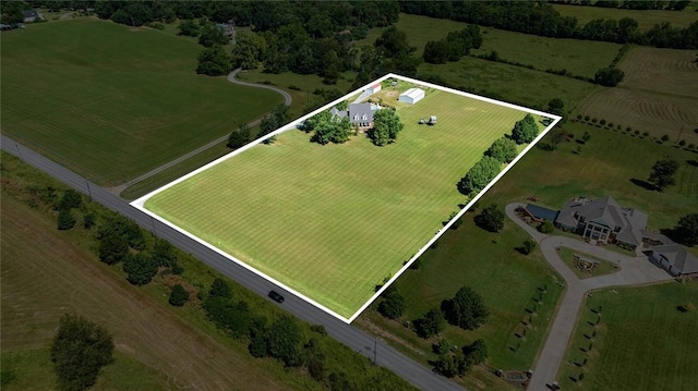 aerial view featuring a rural view