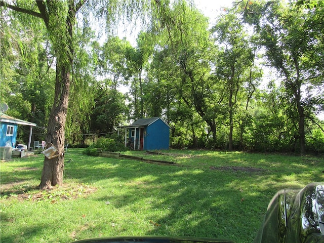 view of yard featuring an outdoor structure