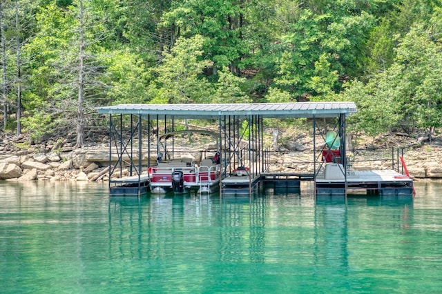 view of dock featuring a water view