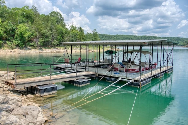 view of dock featuring a water view