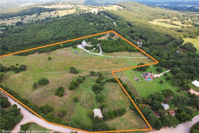 bird's eye view with a rural view