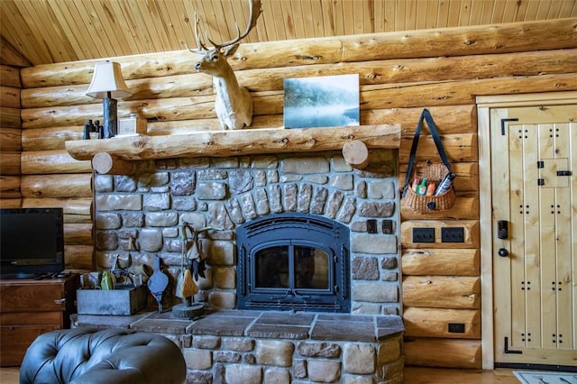 interior details with log walls